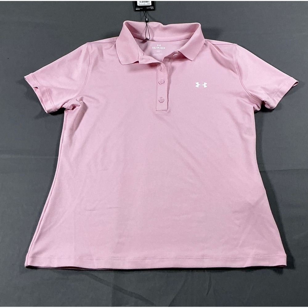 Under Armour Womens XS Pink Active SS Polo Shirt Fitted Golf Tennis 1389590 NWT‎